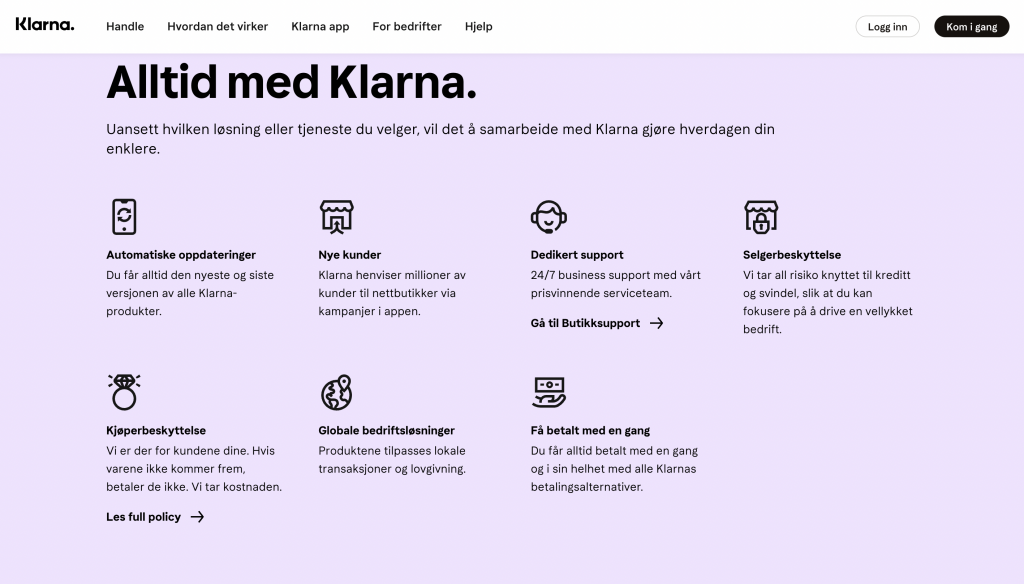 funksjoner som er inkludert