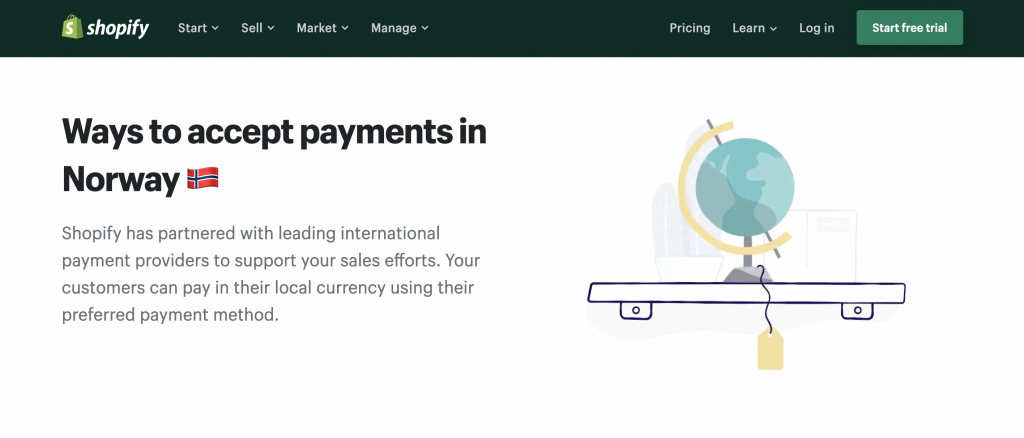 Fungerer shopify payments i Norge?