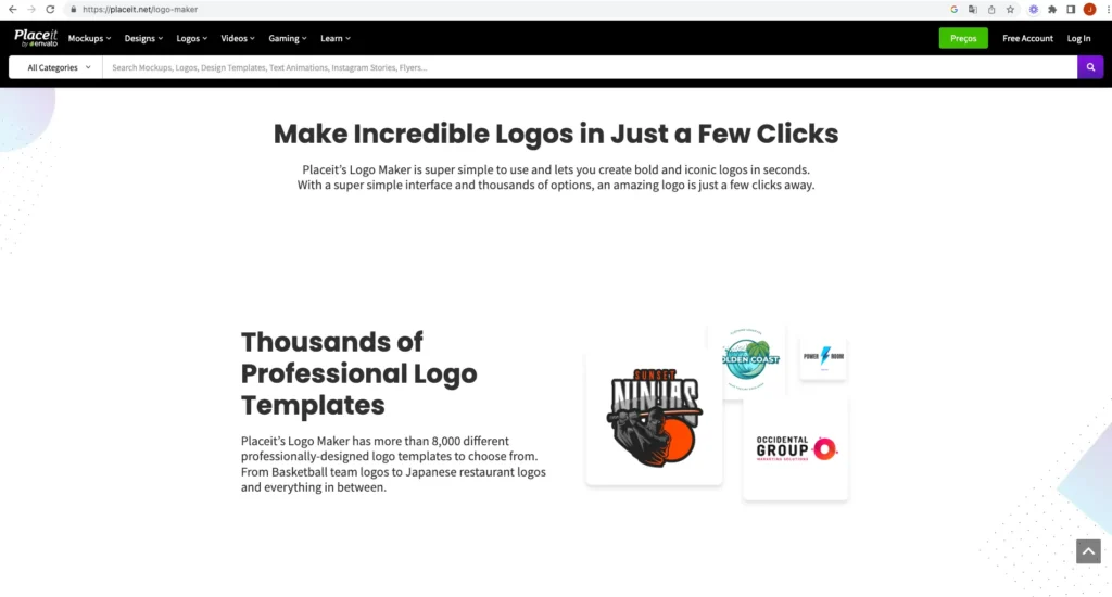 Placeit for å skape logo